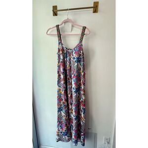 Aratta Women's Floral Maxi Dress M Multicolor Cinched Waist V-Neck